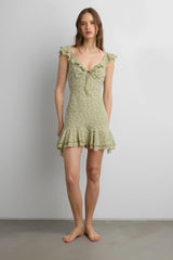 RUFFLED TRIM CHIFFON MINI DRESS