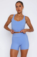Keep Up High Waisted Shorts 4" Blueberry