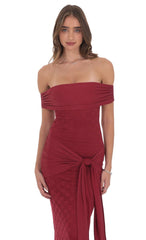 Maroon Lace Tassel Wrap Maxi Dress