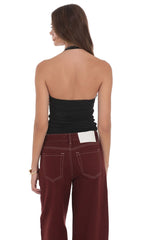 Halter Embellished Top in Black