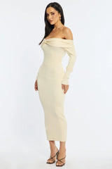 White Knit Dress Long Sleeve Maxi