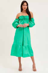 Green Dress Off Shoulder Maxi