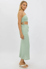 Green Bodycon Dress One Shoulder Maxi