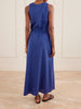 Tie-detailed gathered cotton midi dress
