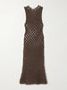 Macramé cotton-blend midi dress