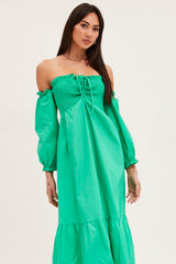 Green Dress Off Shoulder Maxi