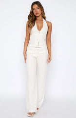 I Don't Compete Straight Leg Pants White