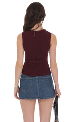 High Neck Vest in Burgundy