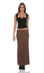 Ruffle Lace Maxi Skirt in Brown