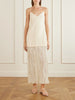 Linen-blend and chiffon midi dress