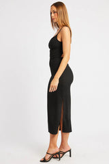 Black Bodycon Dress Singlet Textured Midi