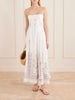 Valya embroidered pleated cotton-poplin midi dress