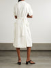 Embellished pleated woven midi dress
