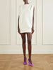Gathered wool and silk-blend midi dress