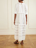 Bari tie-detailed broderie anglaise-trimmed linen midi dress