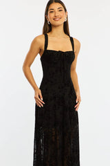 Black Midi Dress Ruched Bust