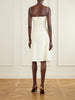 Pleated paneled satin brocade midi dress