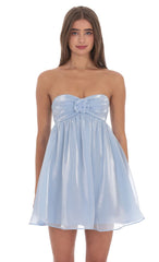 Strapless Florette Babydoll Dress in Icy Blue