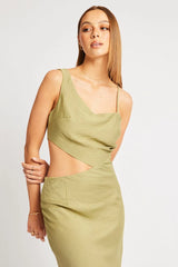 Green Maxi Dress Cut Out Detail