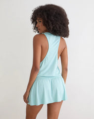 Pippa Plunge Wrap Mini Dress in Jersey Aqua