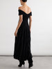 Off-the-shoulder asymmetric ribbed wool midi dress
