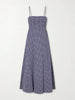 Thay gingham knot-detailed cut-out seersucker midi dress