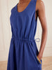 Tie-detailed gathered cotton midi dress