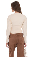 Cream Cinched Knit Cardigan