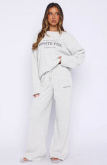 Leave Me Out Of It Waffle Wide Leg Sweatpants Grey Marle