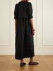 Bari tie-detailed broderie anglaise-trimmed linen midi dress