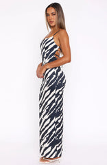 Just A Fan Maxi Dress Black Abstract Stripe