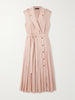 Bryce belted pleated linen midi wrap dress