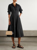 Jazz pleated cotton-blend poplin midi shirt dress