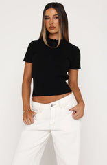 Sweet But Serious Cinched Waist Collared Top Black