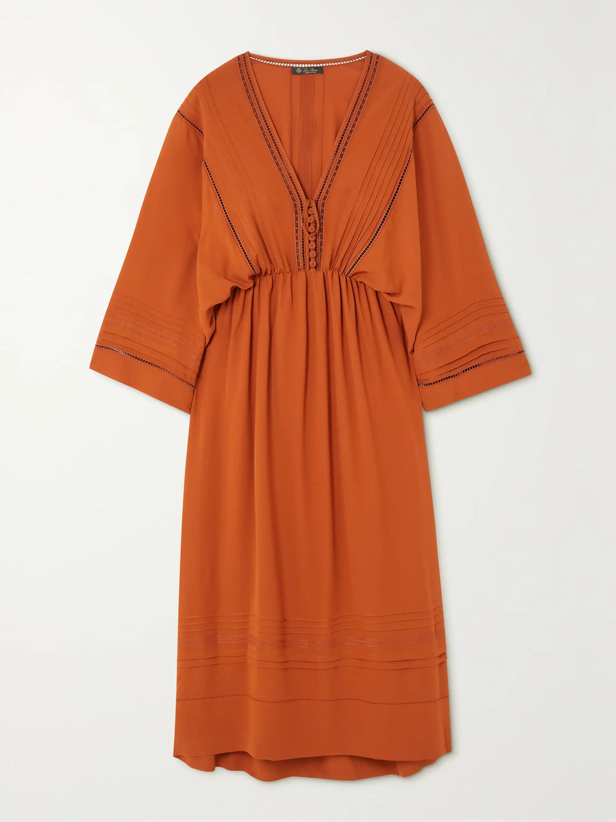 Henrietta embroidered silk crepe de chine midi dress
