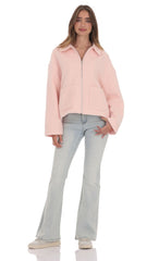 Fuzzy Zip-Up Jacket in Pink
