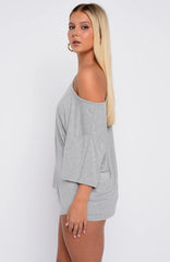 Slow Life Pyjama Shorts Grey Marle