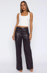 Life Affair PU Pants Deep Mauve