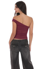 Sheer One Shoulder Top in Plum