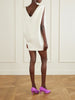 Gathered wool and silk-blend midi dress