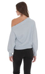 Off Shoulder Knitted Jumper in Light Blue
