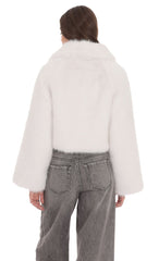 Faux Fur Cropped Jacket in White