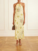 Floral-print bow-detailed halterneck silk-crepe midi dress