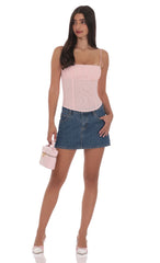 Ruched Mesh Top in Pink