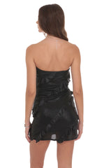 Black Metallic Ruffled Bodycon Dress