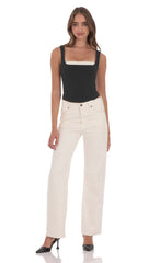 Two-Toned Detailed Corset Top in Black