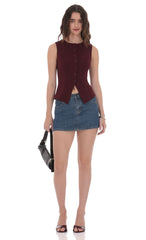 High Neck Vest in Burgundy