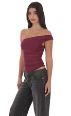 Sheer One Shoulder Top in Plum