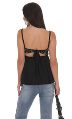 Beaded Babydoll Top in Black