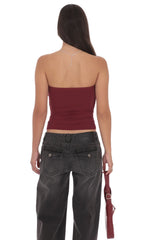Draped Cutout Top in Maroon